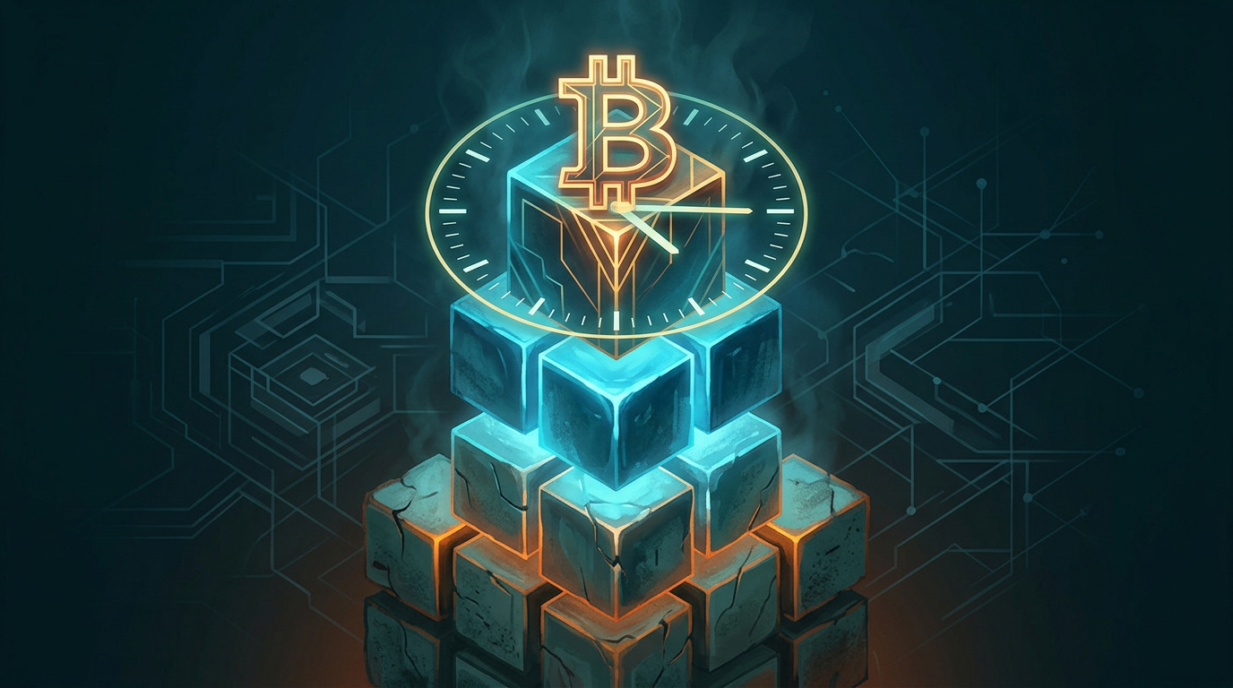 Bestätigungsblöcke der Blockchain mit einer Zehn-Minuten-Uhr