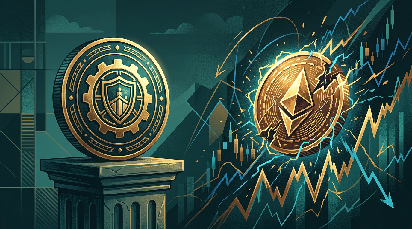 Stablecoin an den Dollar gekoppelt, stabil neben einem volatilen Coin