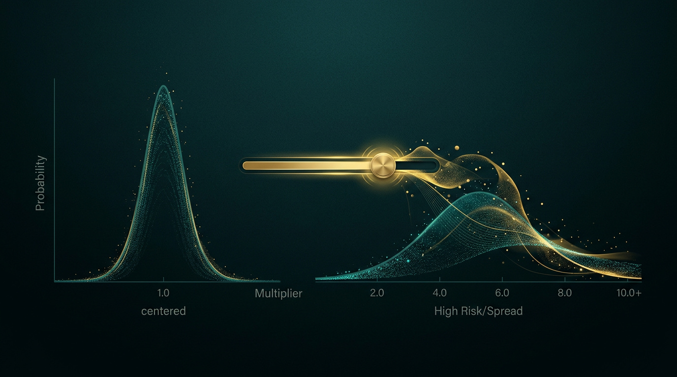 Curseur de risque remodelant la distribution des multiplicateurs