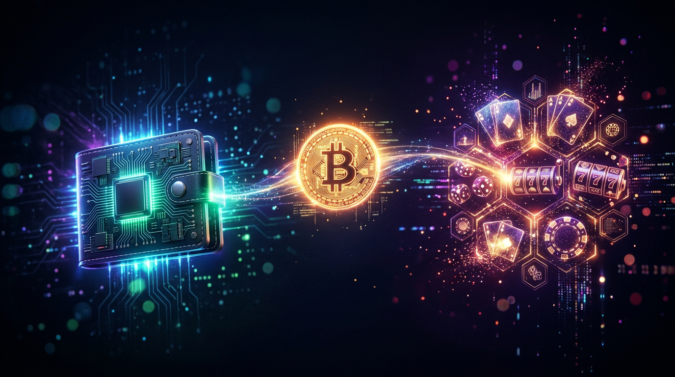 Wallet crypto che invia una moneta bitcoin a un indirizzo del casinò