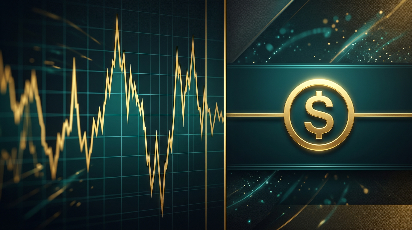 Volatil kryptokurva bredvid en stabil stablecoin