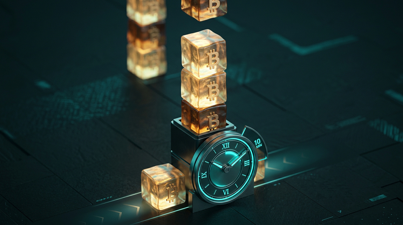 Blockkedjans bekräftelseblock med en tiominutersklocka