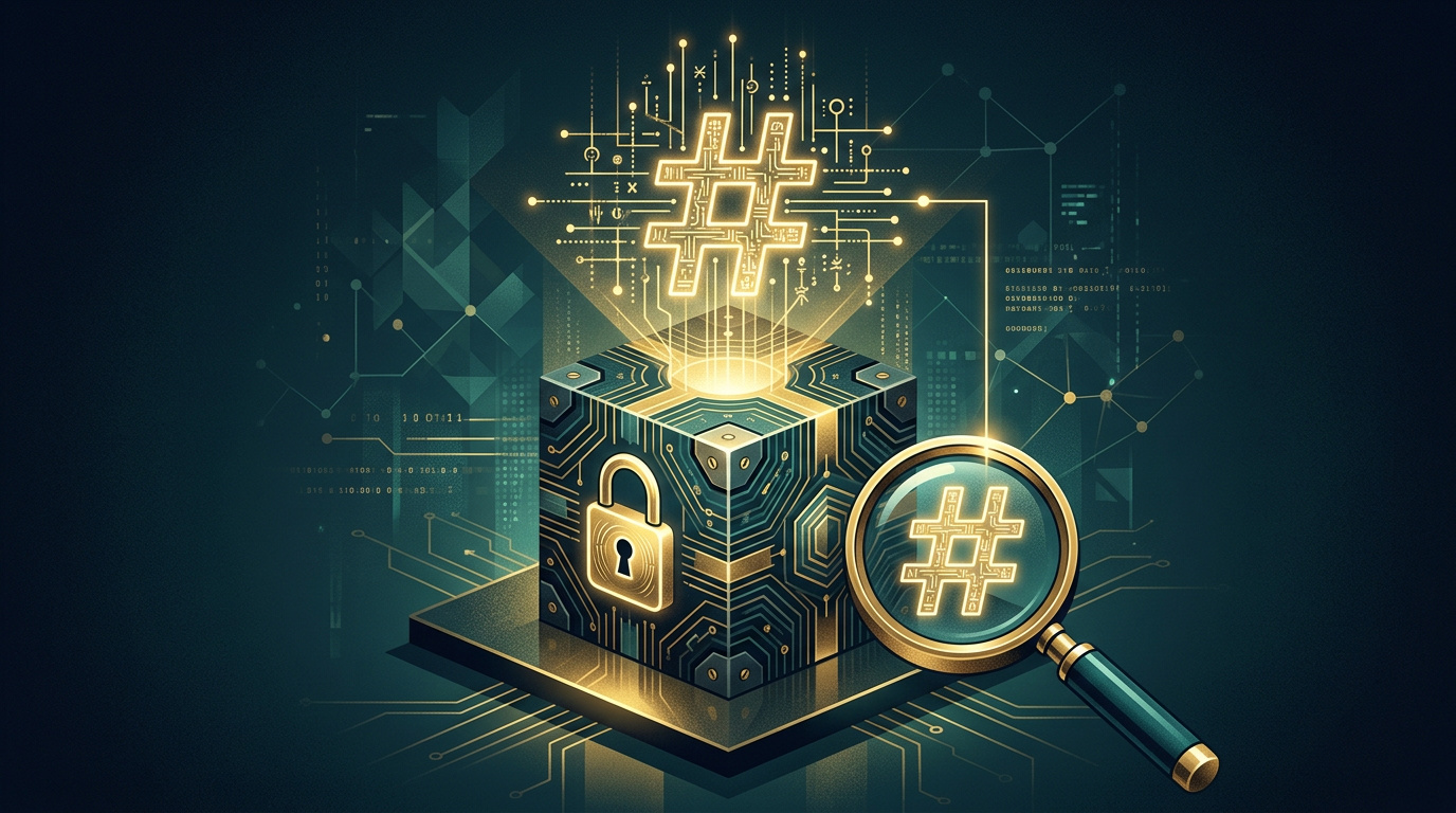 Lysande hash-fingeravtryck över en låst kub, kryptografisk verifiering
